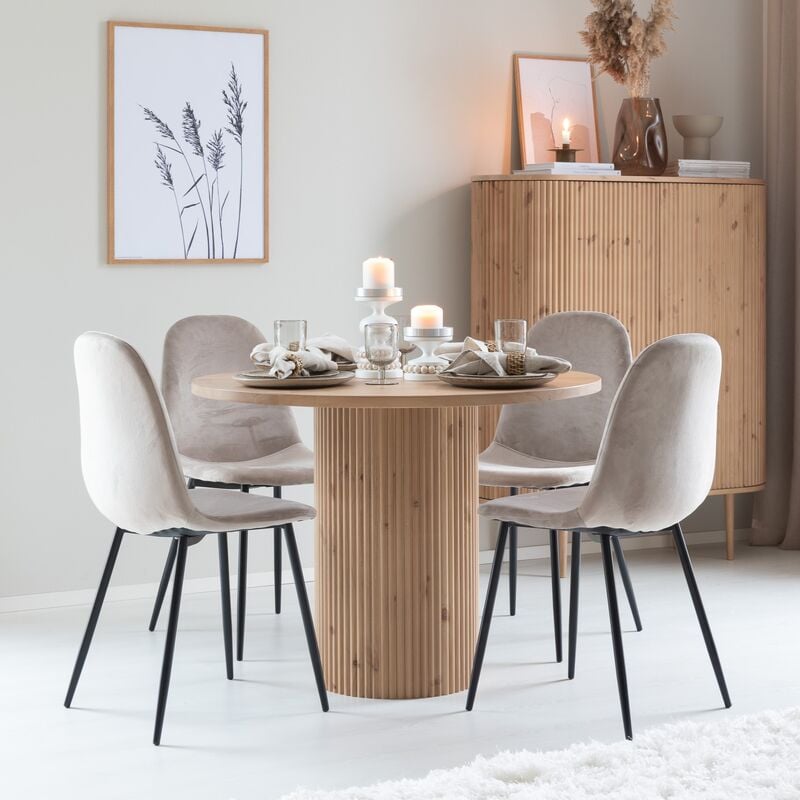 Taimi-Furia 4-hengen pyöreä ruokailuryhmä hiekka/beige